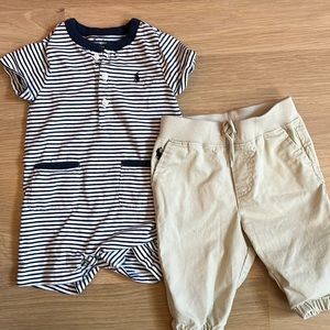 Ralph Lauren Baby Boy Romper (size 6 months) and Joggers (size 3 months)